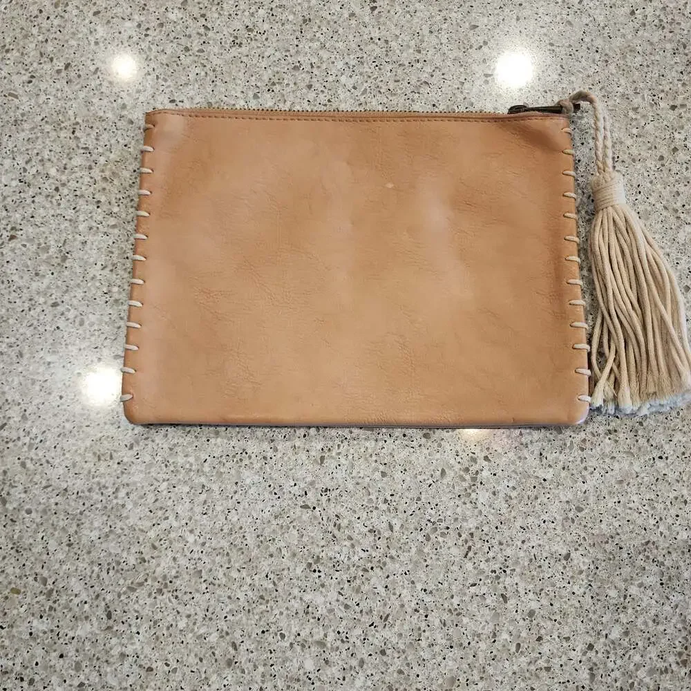 Consuela Leather Zipper Pouch with Tassel
